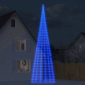 vidaXL Julbelysning till flaggstång 3000 LEDs blå 800 cm