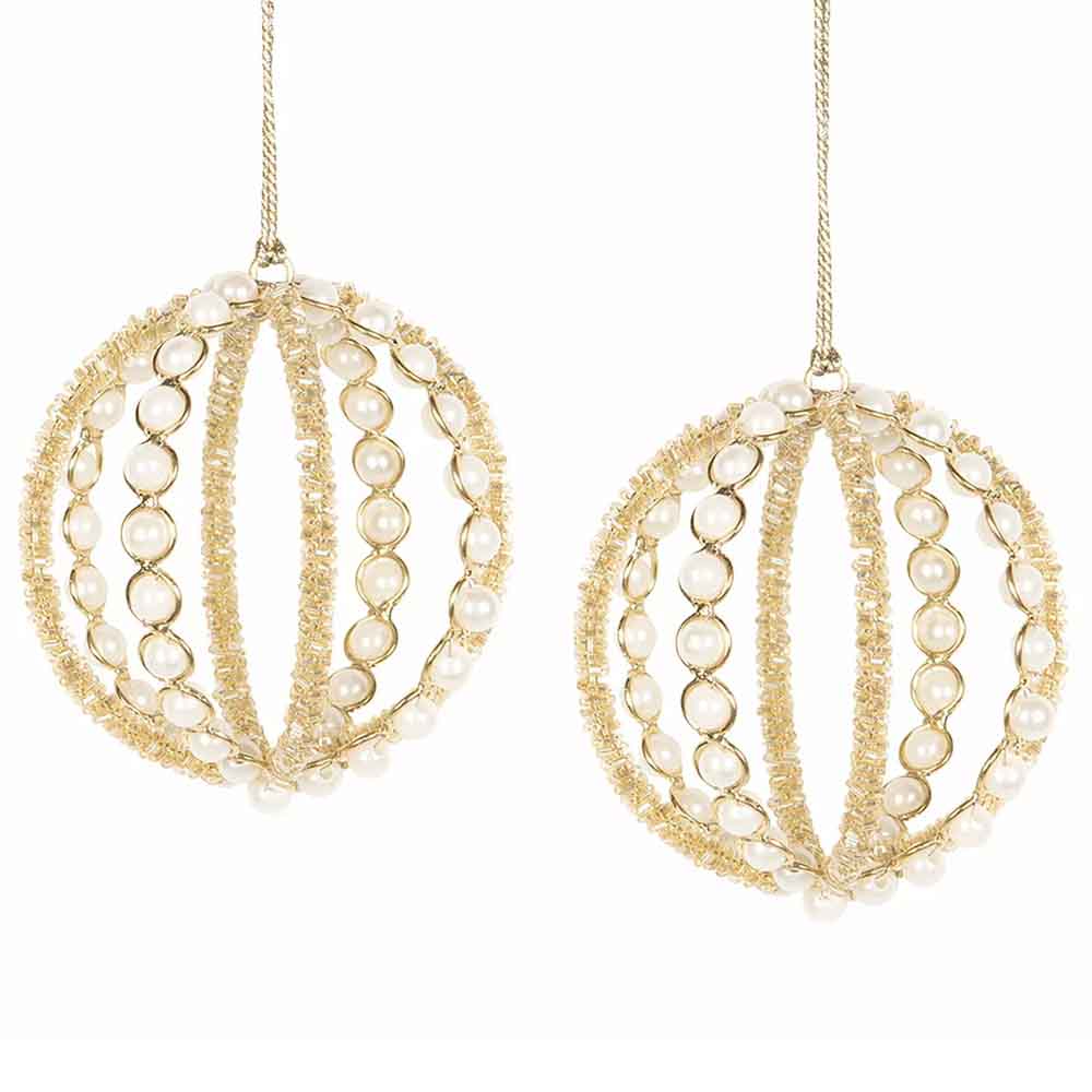 Julgranskulor 2 pack Pärlor & Guld 8 cm Julgranskulor 2 pack Pärlor & Guld 8 cm