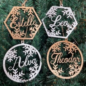 Pyssl Julkula Med Namn - Hexagon - Silver