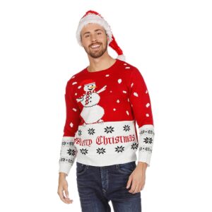 Snögubbe Röd Jultröja - X-Large