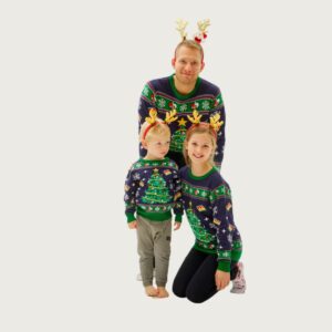 För hela familjen: Julgranens Jultröja LED Marinblå - Barn